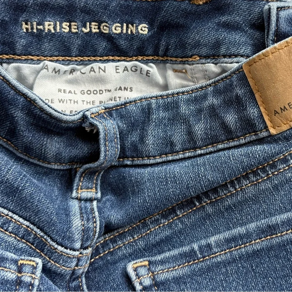 American Eagle AE The Dream Jean Jegging Hi Rise Blue Dark Wash size 4 Short - Picture 4 of 10